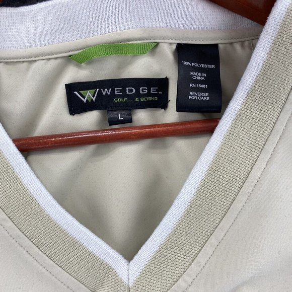 Wedge Golf And Beyond Vest Mens L Beige Tan V Neck‎ Pockets Pullover Windbreaker - Picture 4 of 7